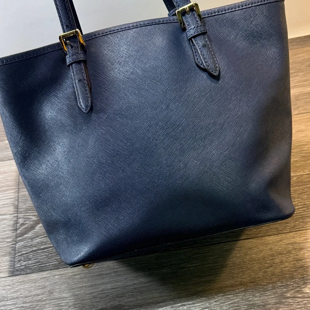 Michael Kors navy Blue Tote with Gold Accents